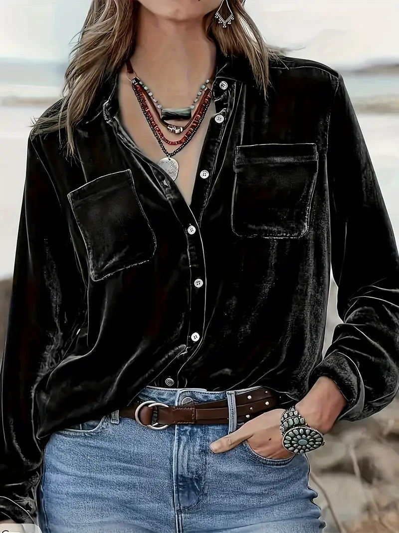 Camisa De Corte Relajado Con Cuello Clásico Para Mujer | Ideal Para Uso Diario