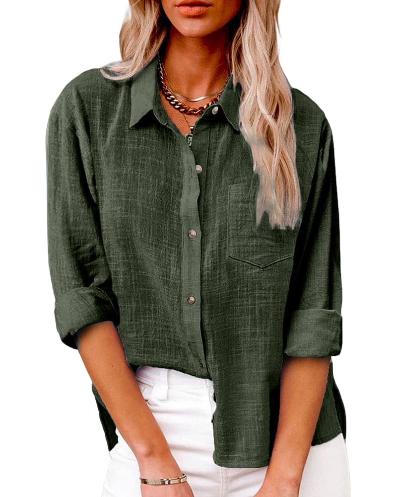 Camisa de Manga Larga con Cierre de Botones para Mujer | Ideal para Uso Diario y Semi-Formal