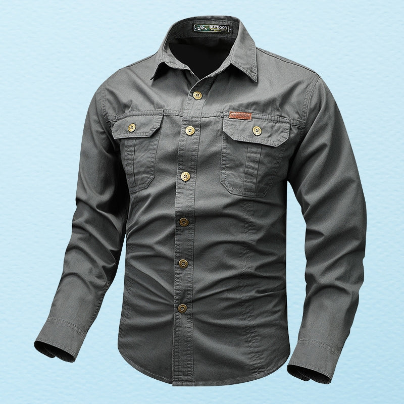 Camisa Con Cierre De Botones Y Bolsillos En El Pecho Para Hombres | Ideal Para Uso Diario Y Profesional