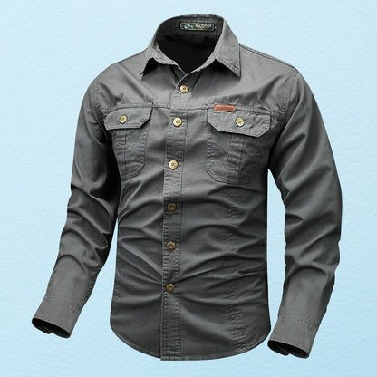 Camisa Con Cierre De Botones Y Bolsillos En El Pecho Para Hombres | Ideal Para Uso Diario Y Profesional