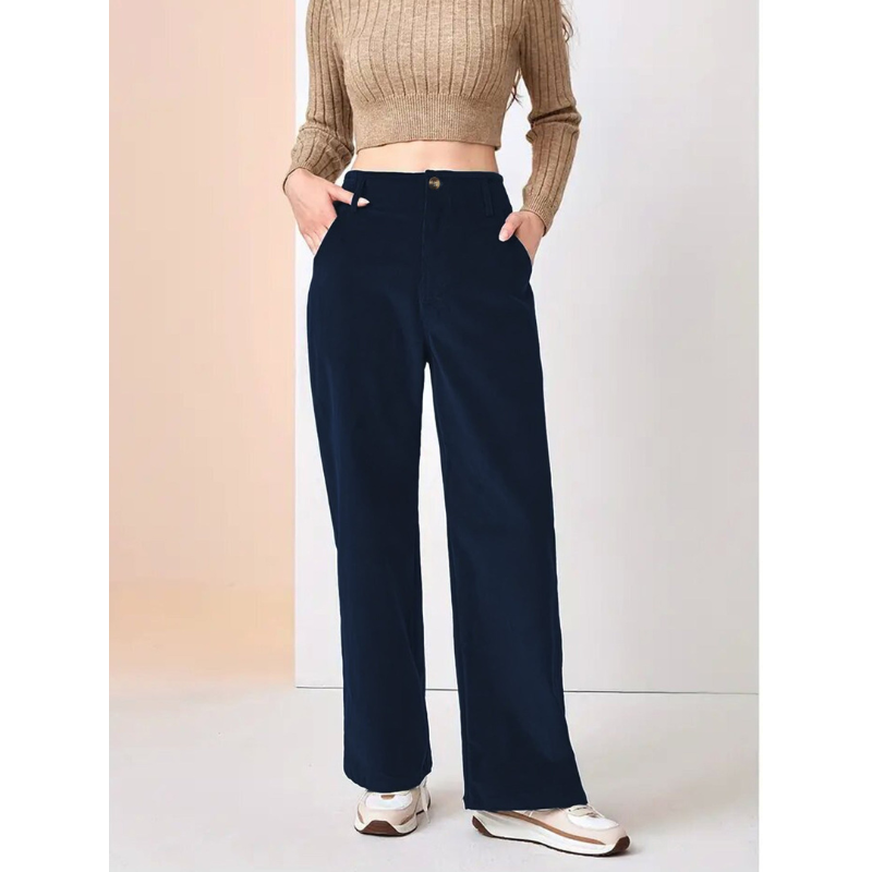 Pantalón Con Pierna Ancha Y Corte Holgado Para Mujer | Ideal Para Uso Diario