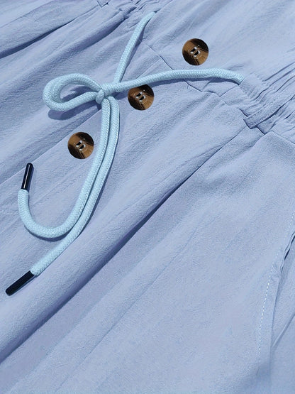 Pantalón de Pierna Ancha con Cintura Elástica y Cordón para Hombre | Ideal para Uso Diario