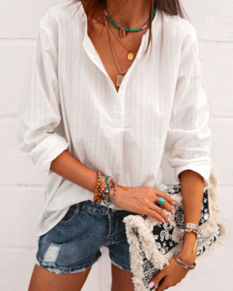 Blusa Con Corte Holgado Y Mangas 3/4 Para Mujer | Ideal Para Uso Diario En Verano