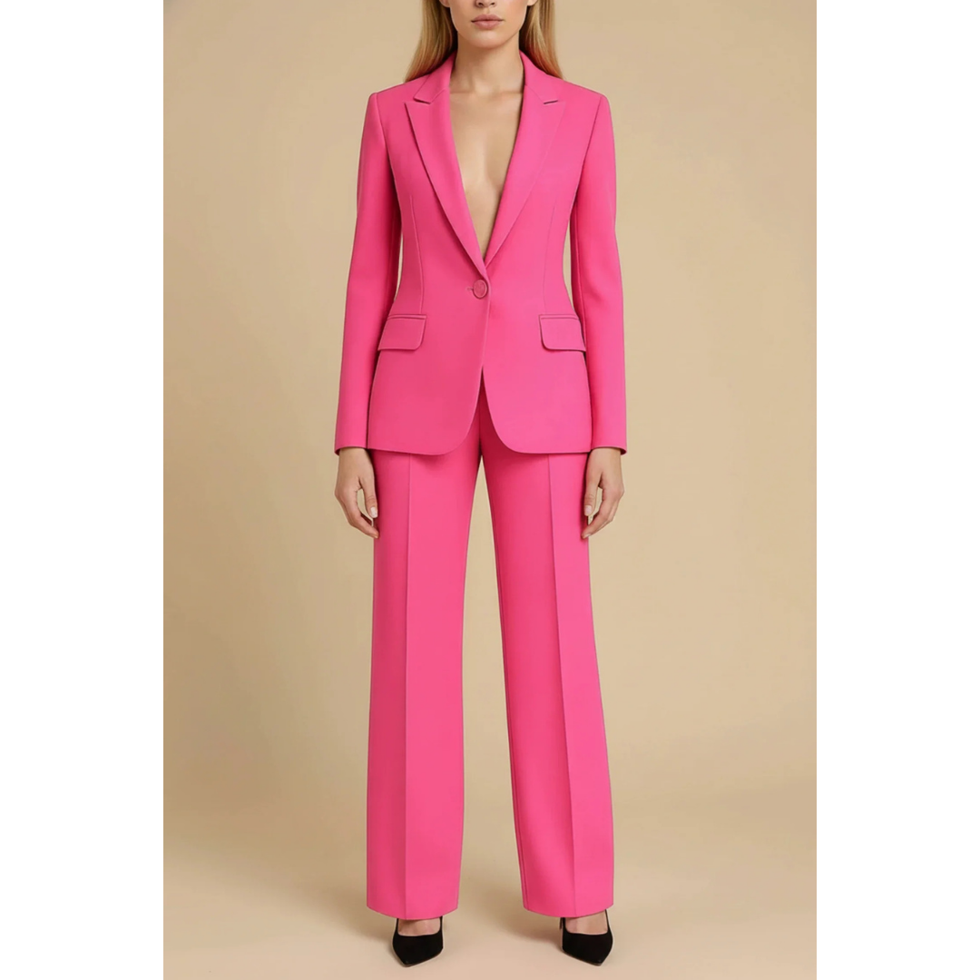 Conjunto De Chaqueta Larga Y Pantalón De Corte Recto Para Mujer | Ideal Para Oficina Y Eventos Formales