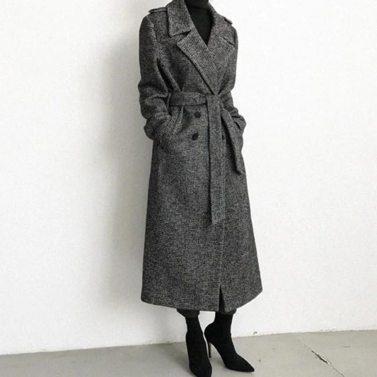 Abrigo Largo Con Motivo De Cuadros Para Mujer | Ideal Para Invierno