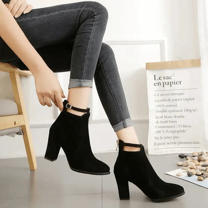 Botines con Tacón de Bloque Alto para Mujer | Ideal para Uso Diario y Eventos