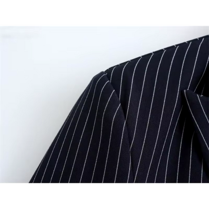Blazer Corto con Doble Botonadura y Motivo de Rayas para Mujer | Ideal para Uso Diario y Ocasiones Formales