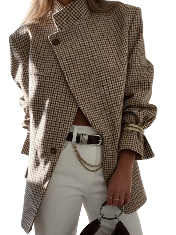 Blazer Estructurado Con Cuadros Para Mujer | Ideal Para Trabajo Y Uso Diario