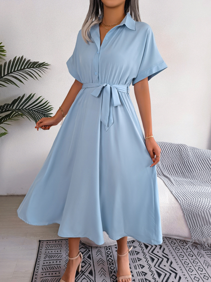 Vestido Camisero Midi con Cinturón Ajustable para Mujer | Ideal para Uso Diario y Oficina