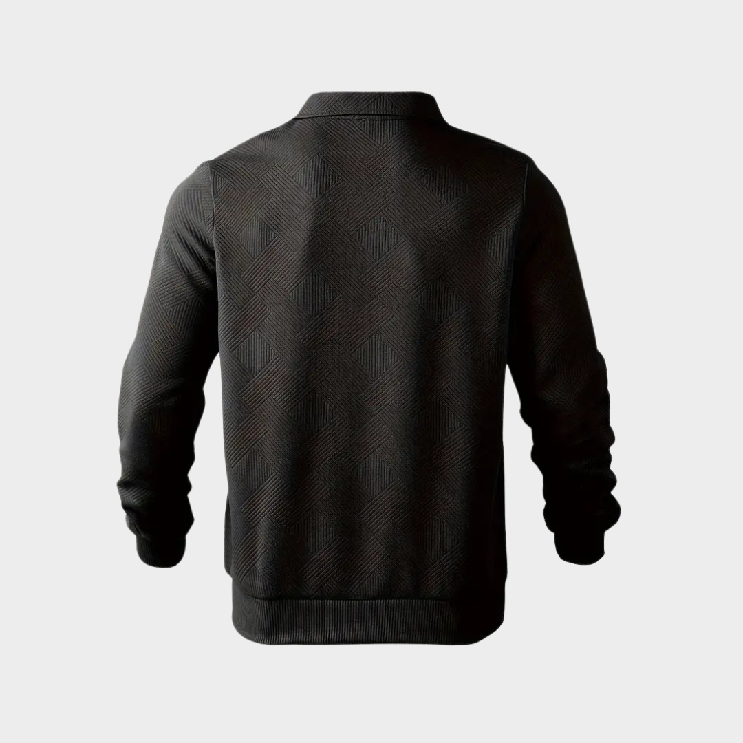 Sudadera De Corte Amplio Con Motivo Geométrico Y Cuello Con Media Cremallera Para Hombres | Ideal Para Uso Diario E Informal