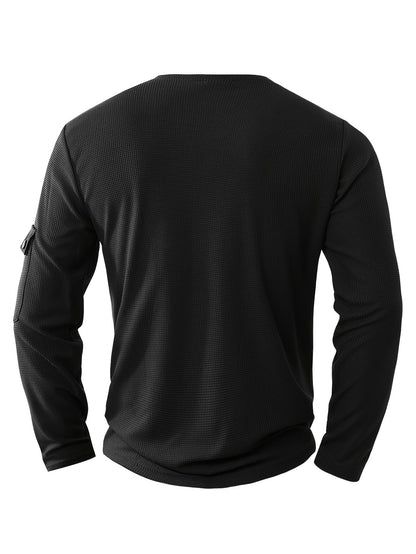 Polo De Manga Larga Con Apertura De Botones Y Bolsillos Para Hombre | Ideal Para Uso Diario