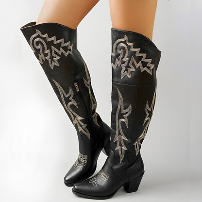Botas Altas Sobre La Rodilla Con Tacón Para Mujer | Ideal Para Uso Diario