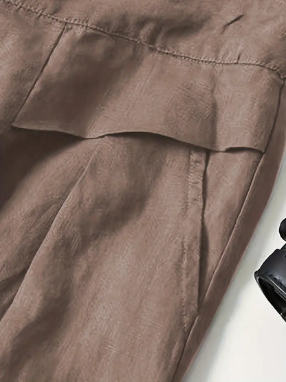 Pantalón De Corte Amplio Con Cintura Elástica Trasera Y Bolsillos Laterales Para Mujer | Ideal Para Uso Diario