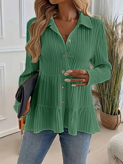 Camisa Con Cierre De Botones Y Corte Fluido Para Mujer | Ideal Para Oficina Y Uso Diario