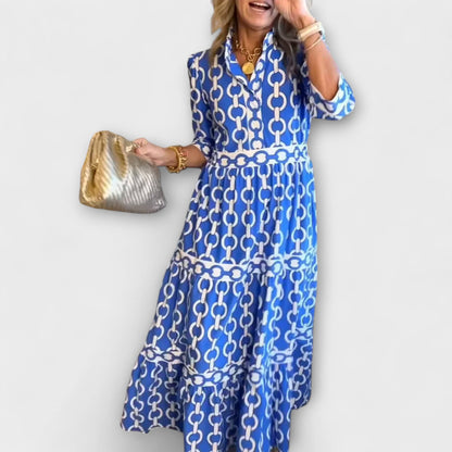 Vestido Midi Con Estampado De Cadena Para Mujer | Ideal Para Uso Diario Y Eventos Sociales