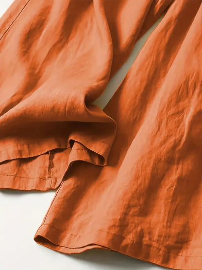 Pantalón De Corte Amplio Con Cintura Elástica Trasera Y Bolsillos Laterales Para Mujer | Ideal Para Uso Diario