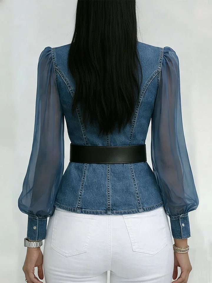 Blusa con Delantero Cruzado y Cinturón Integrado para Mujer | Ideal para Uso Diario o Eventos