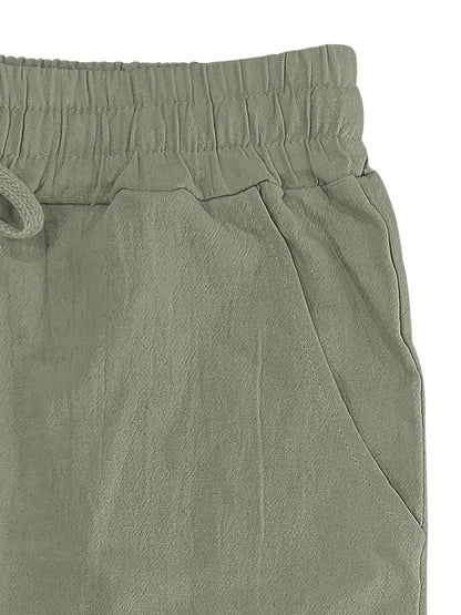 Pantalón Casual de Corte Amplio con Cintura Elástica y Bolsillos Profundos para Hombre | Ideal para Uso Diario