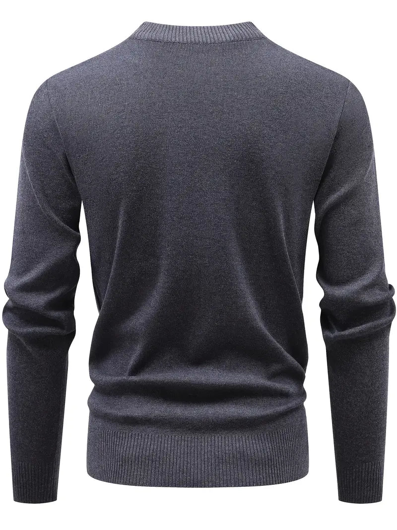 Jersey Ajustado Con Media Cremallera Frontal Y Cuello Redondo Para Hombres | Ideal Para Uso Diario E Informal