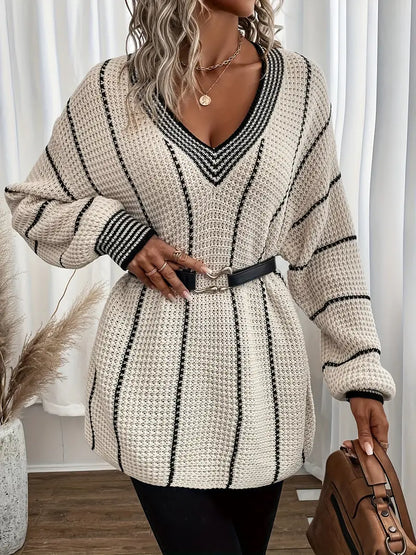 Jersey De Manga Larga Con Rayas Verticales Para Mujer | Ideal Para Uso Diario Y Superposición