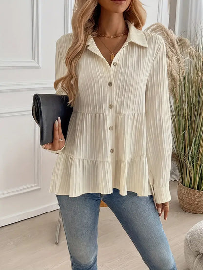 Camisa Con Cierre De Botones Y Corte Fluido Para Mujer | Ideal Para Oficina Y Uso Diario