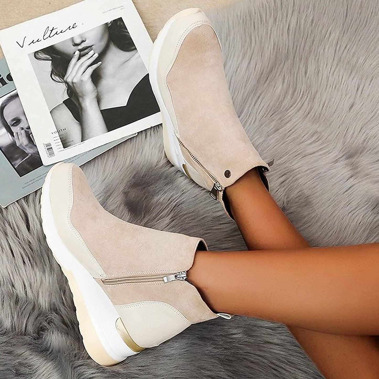 Botines Con Cremallera Doble Para Mujer | Ideal Para Uso Diario Y Temporada Fría
