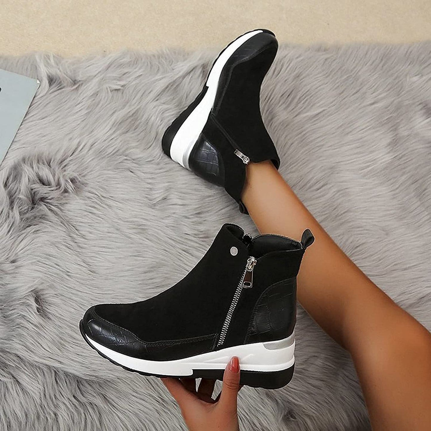 Botines Con Cremallera Doble Para Mujer | Ideal Para Uso Diario Y Temporada Fría