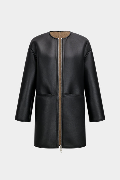Abrigo Largo con Cierre de Cremallera y Bolsillos Frontales para Mujer | Ideal para Otoño e Invierno