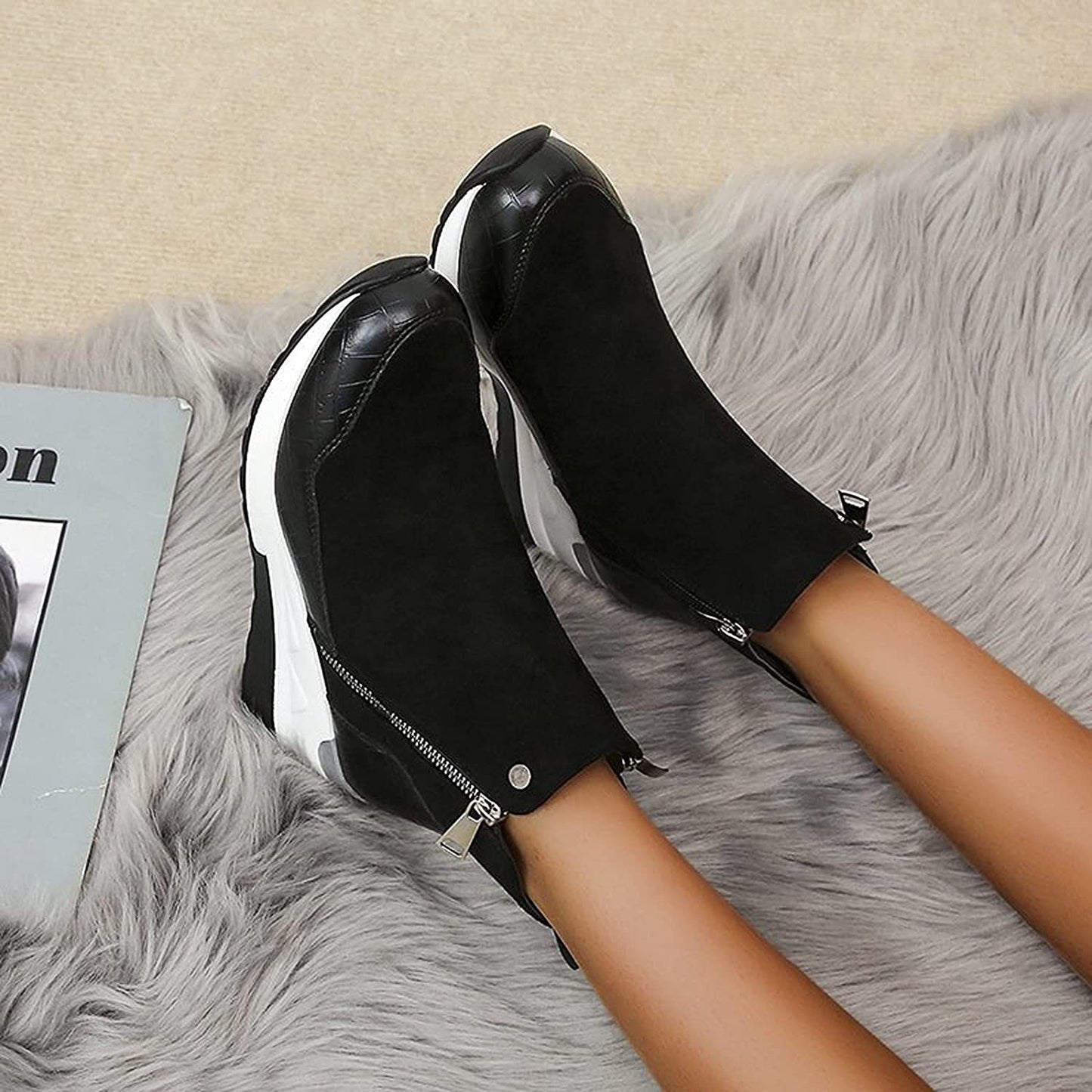 Botines Con Cremallera Doble Para Mujer | Ideal Para Uso Diario Y Temporada Fría