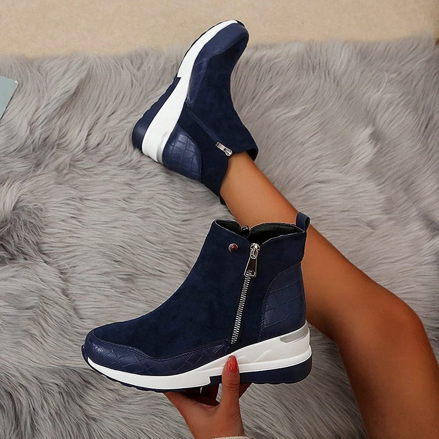 Botines Con Cremallera Doble Para Mujer | Ideal Para Uso Diario Y Temporada Fría