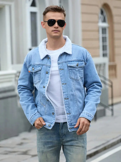 Chaqueta Vaquera Para Hombre De Corte Clásico Con Bolsillos Frontales | Ideal Para Uso Diario Y Actividades Informales