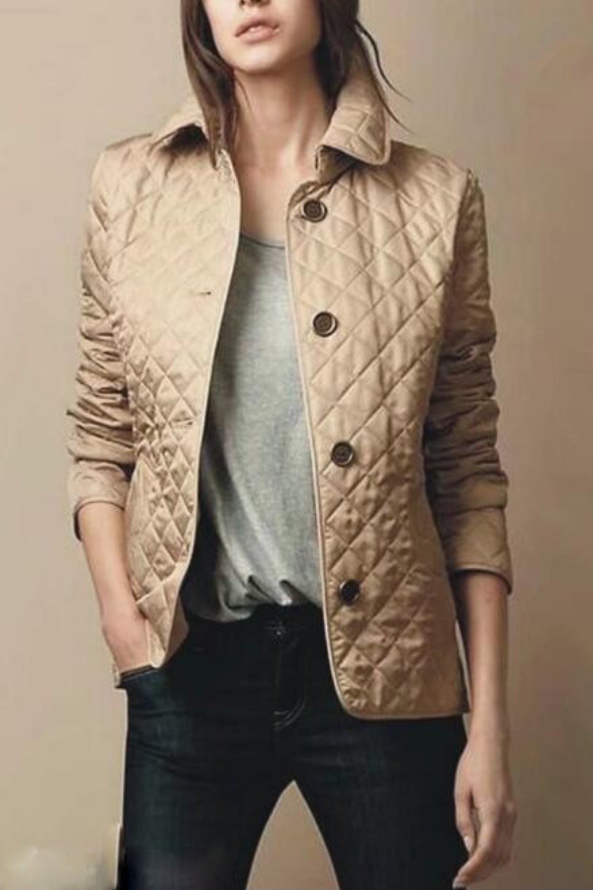 Chaqueta Acolchada Con Botones Frontales Para Mujer | Ideal Para Entretiempo