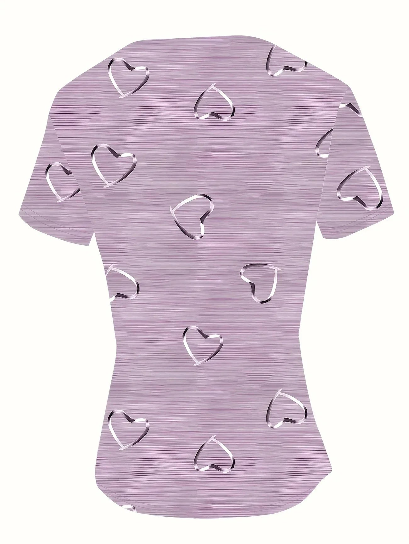 Top De Manga Larga Con Cuello En V Y Estampado De Corazones Para Mujer | Ideal Para Uso Diario