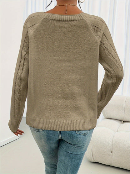 Jersey Con Punto Trenzado Y Botones En El Hombro Para Mujer | Ideal Para Uso Diario En Temporadas Frescas