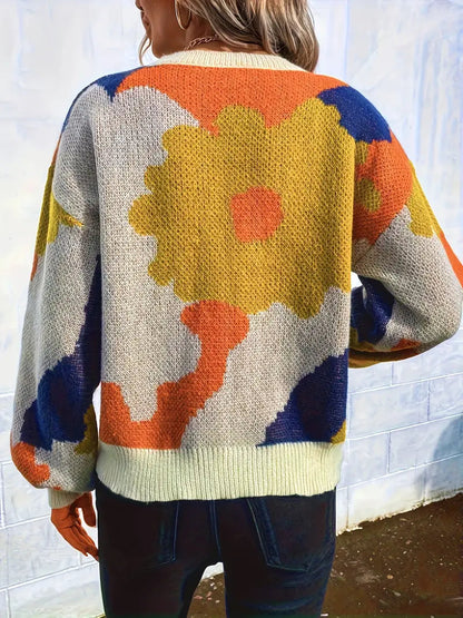 Jersey Con Motivo Floral Abstracto Y Corte Amplio Para Mujer | Ideal Para Uso Diario Y Actividades Creativas