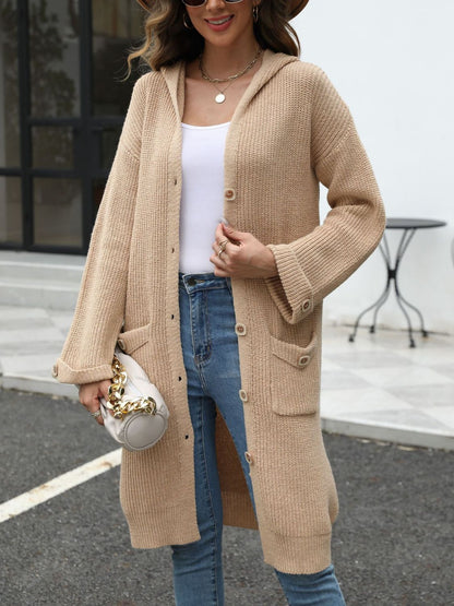 Cardigan Largo Con Botones Y Bolsillos Para Mujer | Ideal Para Superposición Y Uso Diario