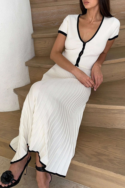 Conjunto De Dos Piezas Para Mujer Con Top Abotonado Y Falda Plisada | Ideal Para Uso Diario Y Salidas Informales