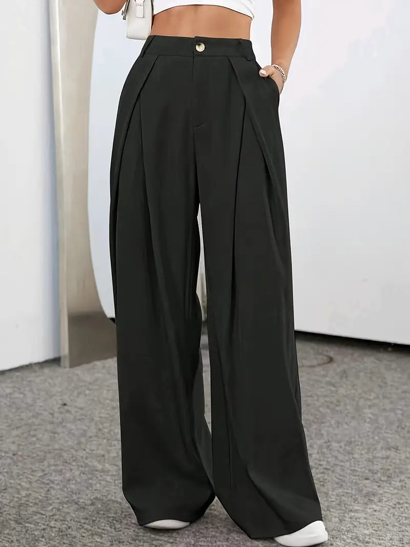 Pantalón de Talle Alto con Plisados para Mujer | Ideal para Oficina y Uso Diario