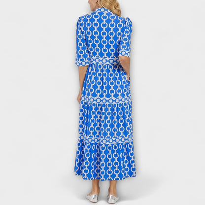 Vestido Midi Con Estampado De Cadena Para Mujer | Ideal Para Uso Diario Y Eventos Sociales
