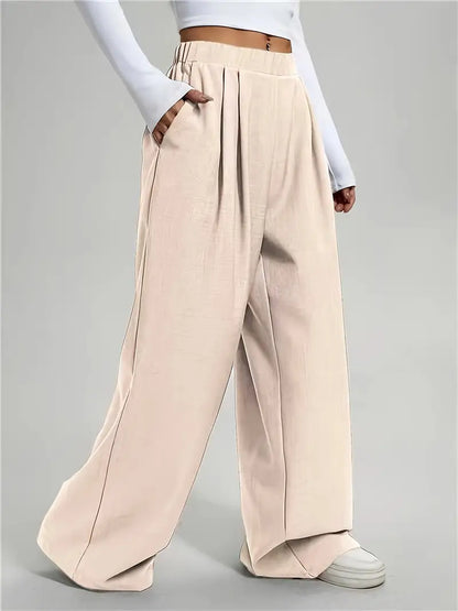 Pantalón De Pierna Ancha Con Tiro Alto Para Mujer | Ideal Para Uso Diario Y Diferentes Ocasiones