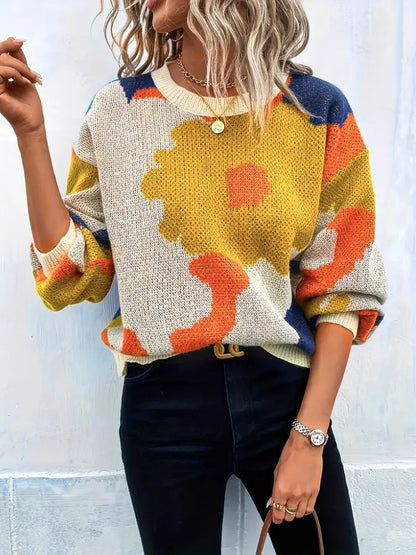 Jersey Con Motivo Floral Abstracto Y Corte Amplio Para Mujer | Ideal Para Uso Diario Y Actividades Creativas
