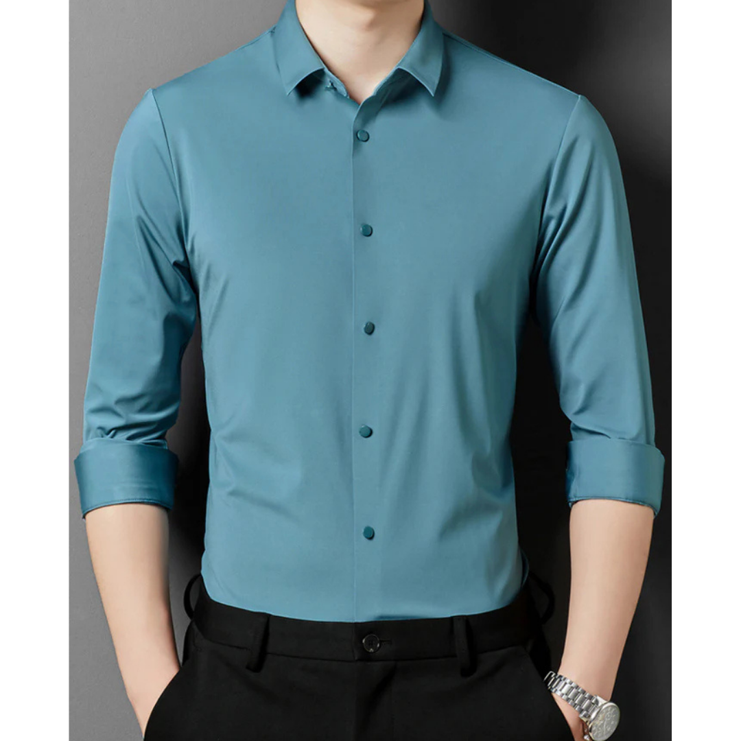 Camisa de Manga Larga Azul Claro para Hombres | Ideal para Entornos Profesionales