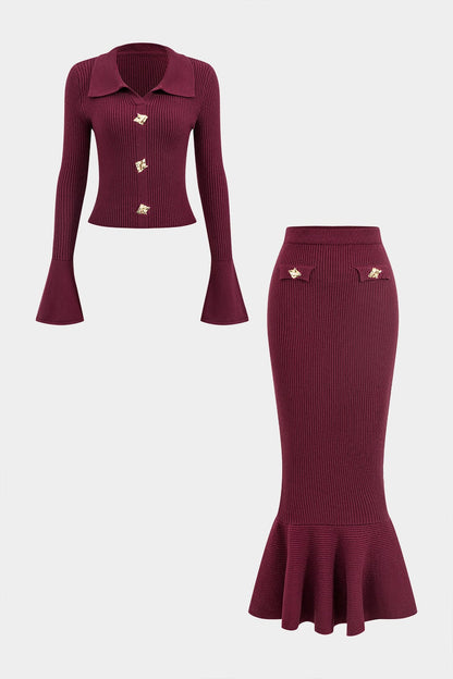 Conjunto De Dos Piezas Para Mujer Con Top Ajustado Y Falda Midi | Ideal Para Uso Diario Y Reuniones Informales