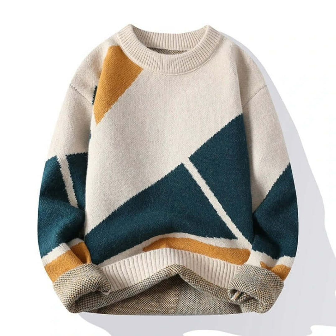 Jersey de Punto de Manga Larga con Motivo Geométrico para Hombre | Ideal para Uso Diario