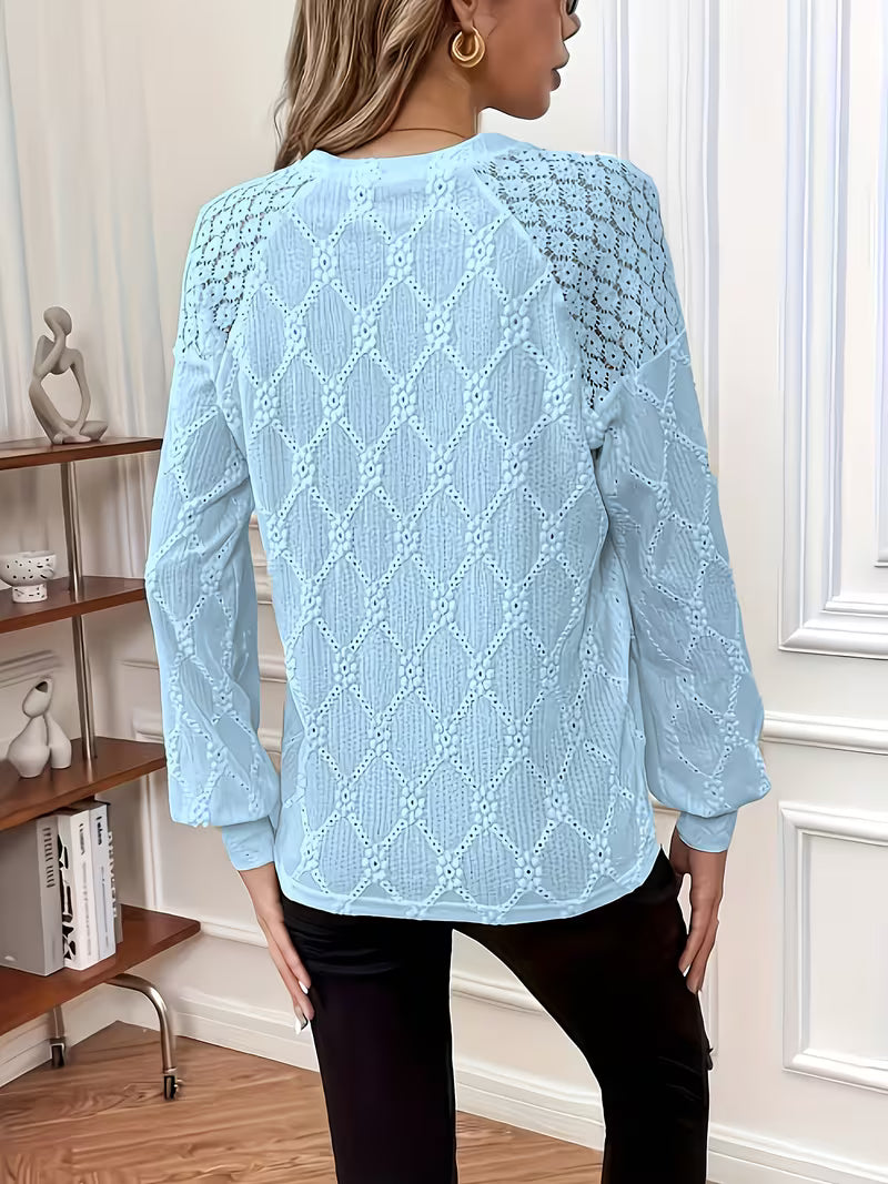 Blusa de Mangas Largas con Motivo Texturizado para Mujeres | Ideal para Uso Diario y Trabajo Informal
