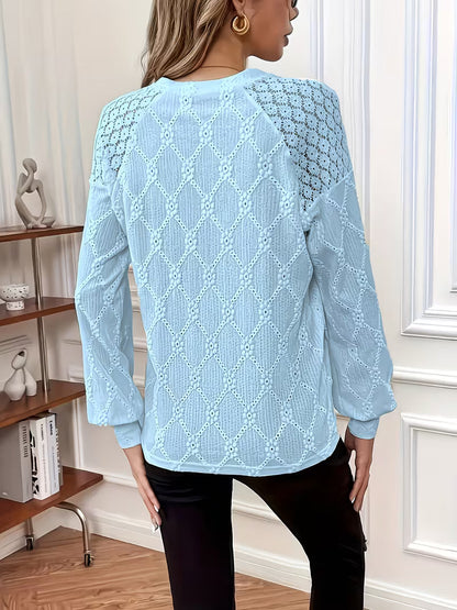 Blusa de Mangas Largas con Motivo Texturizado para Mujeres | Ideal para Uso Diario y Trabajo Informal