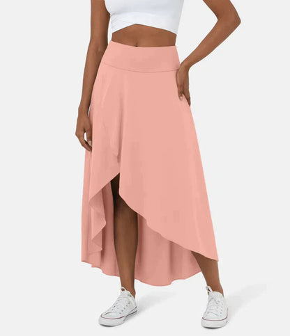 Falda Midi De Talle Alto Con Bajo Fruncido Para Mujer | Ideal Para Uso Diario