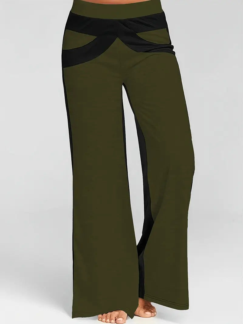 Pantalón Ancho con Diseño Color Block para Mujer | Ideal para Uso Diario y Ocasiones Informales