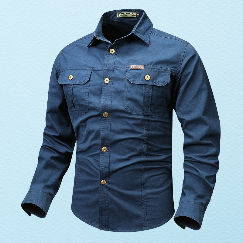 Camisa Con Cierre De Botones Y Bolsillos En El Pecho Para Hombres | Ideal Para Uso Diario Y Profesional