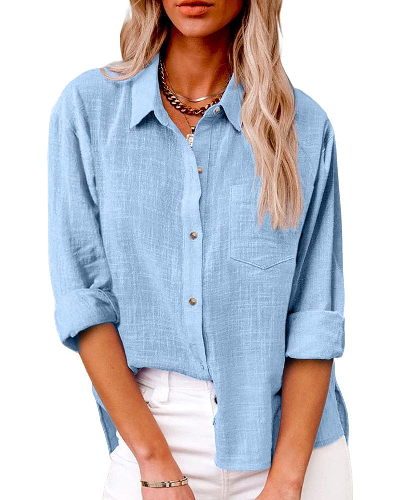 Camisa de Manga Larga con Cierre de Botones para Mujer | Ideal para Uso Diario y Semi-Formal